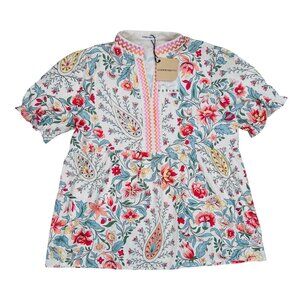 CHERRYBETTY Medium Floral Boho Top Lightweight Embroidered